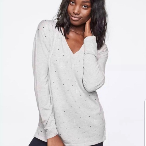 New VS Pink bling shirt tee long sleeve X-small XS light gray - Picture 3 of 6